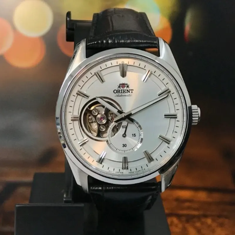 Orient Semi-skeleton Open Heart Leather Men's Watch- RA-AR0004S